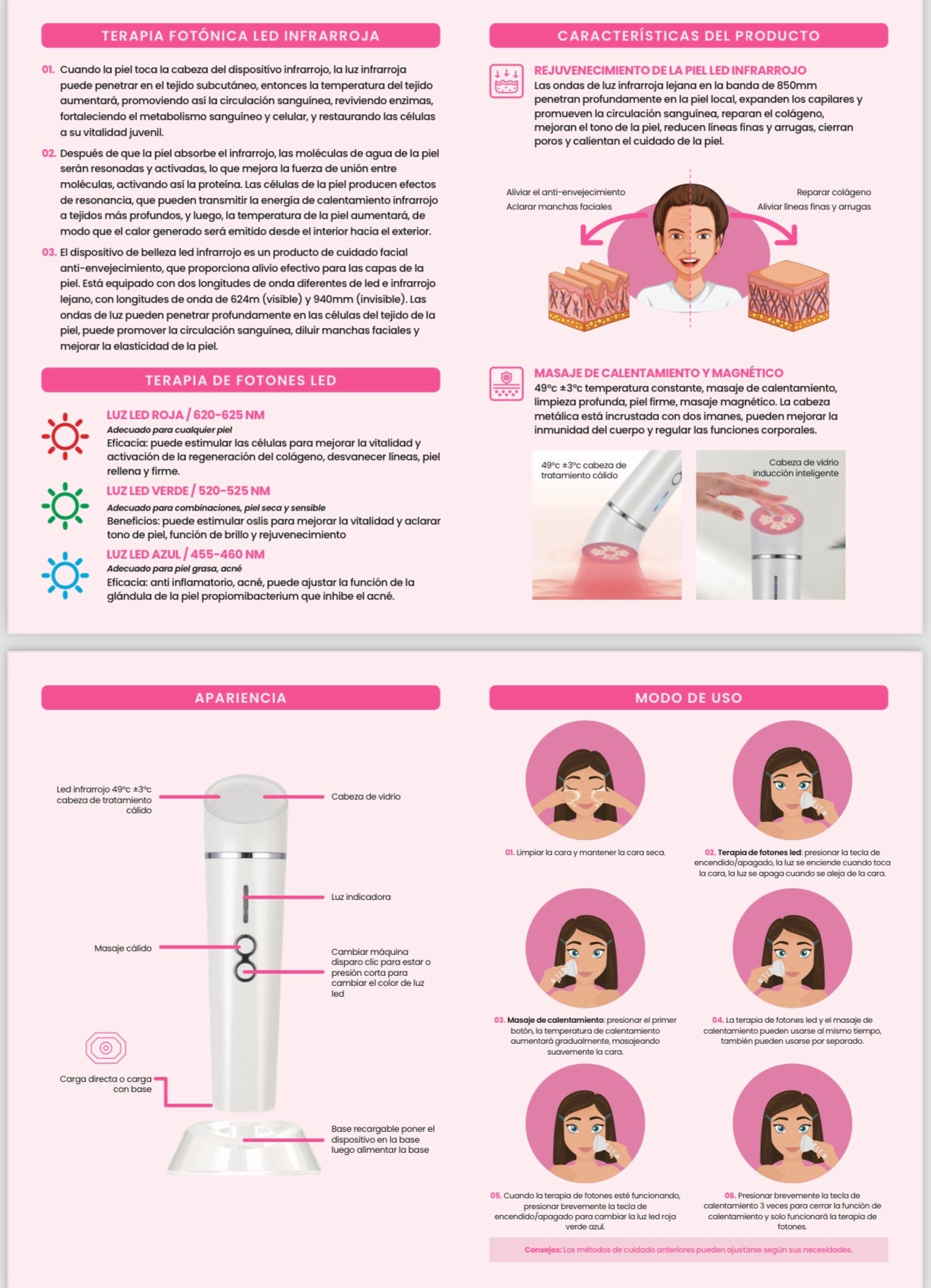 Infrared LED Dispositivo De Rejuvenecimiento Facial