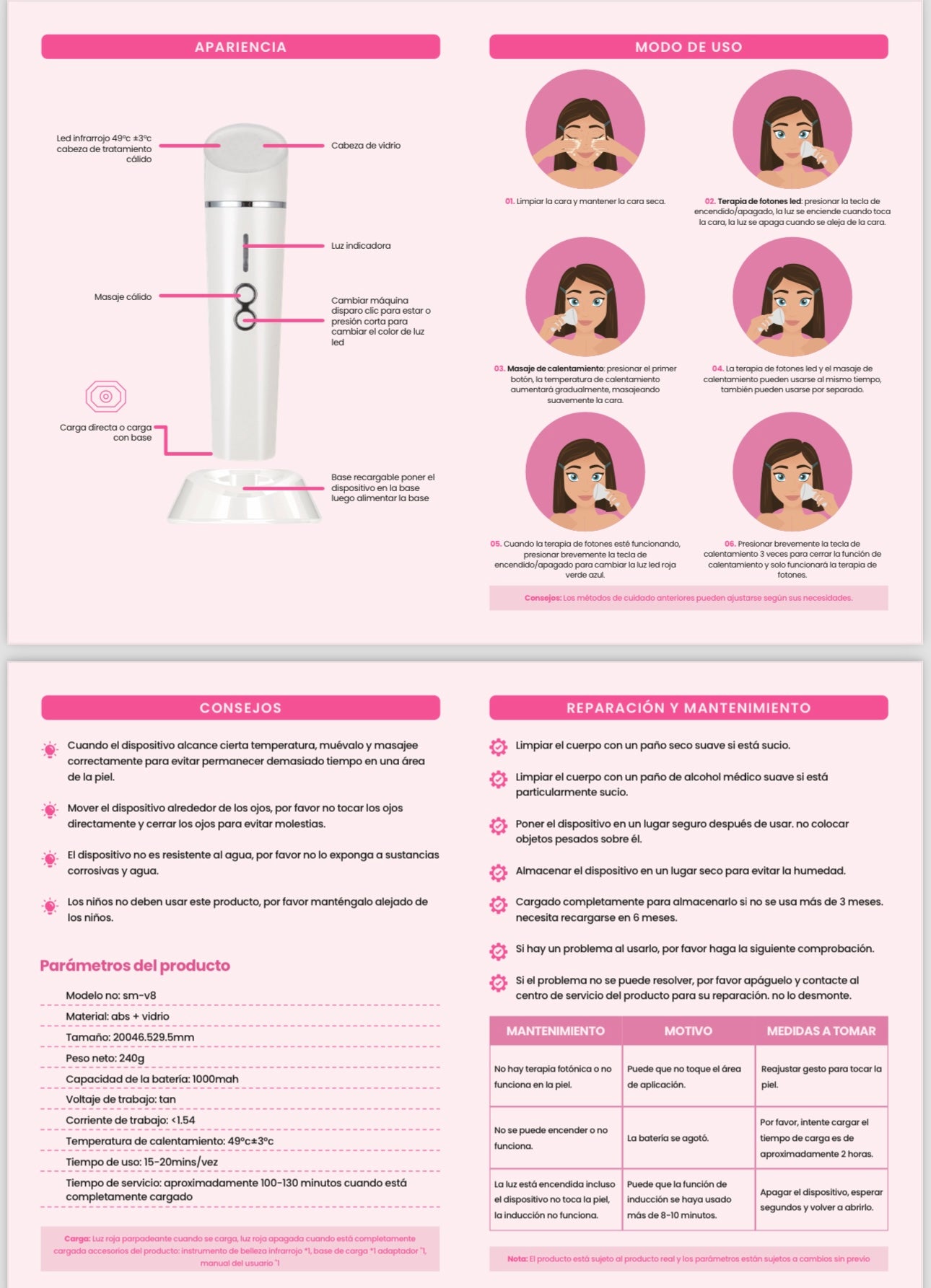 Infrared LED Dispositivo De Rejuvenecimiento Facial